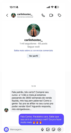 Print de depoimento de aluno 11 da Ciência do TikTok Shop