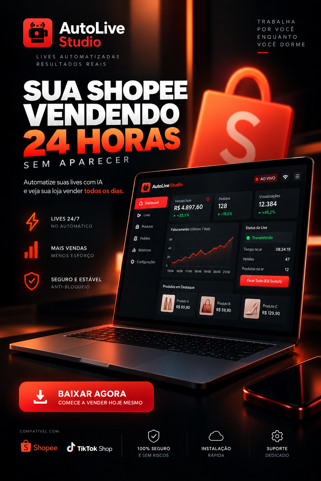 Apresentação da ferramenta AutoLive Studio — Shopee