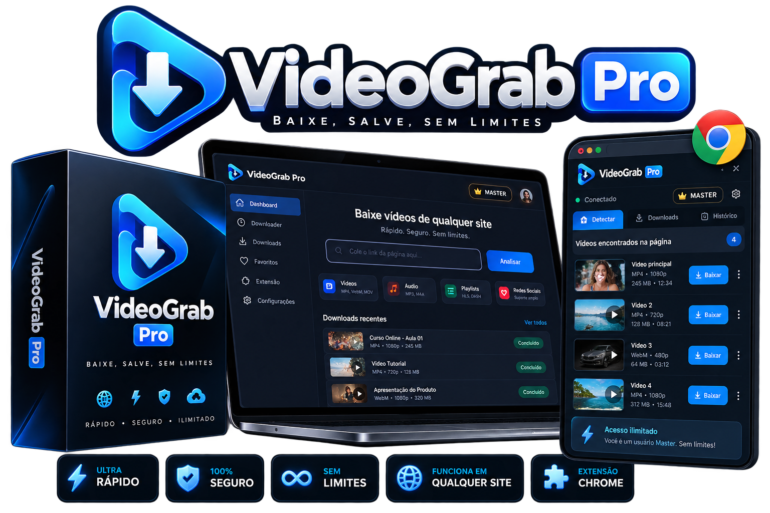 VideoGrab Pro — painel e extensão para Chrome